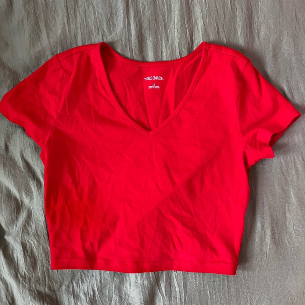 Red Wild Fable V-Neck Crop Top XS
